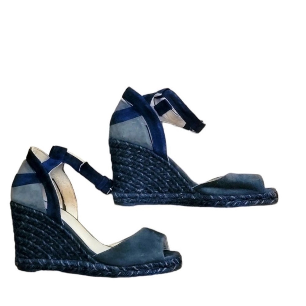 Castaner Grey & BlueSuede Blue Rope Wedge Ankle Wrap Sandals 36. Espadrilles.